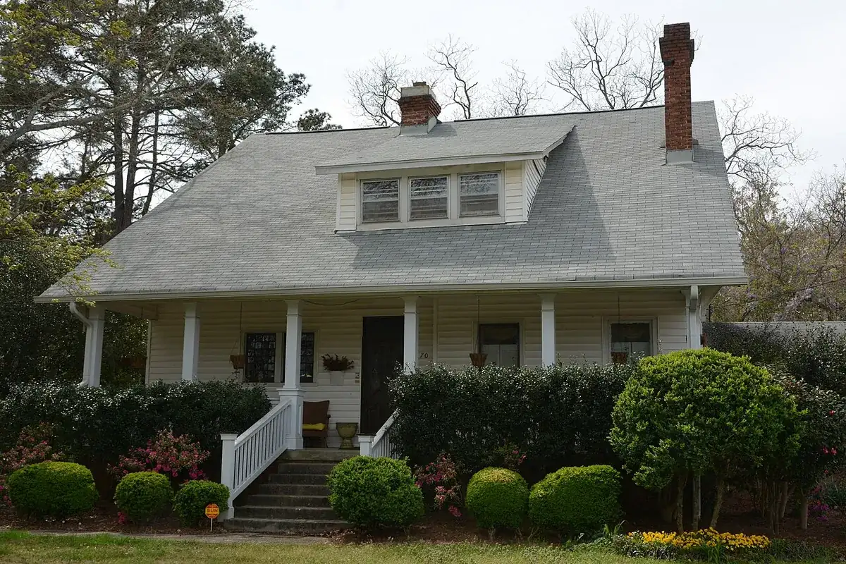 A craftsman bungalow with a dormer in the Locust Grove historic district, Georgia