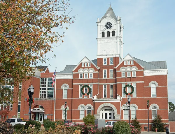 The Henry County courthouse on the square in McDonough, Georgia