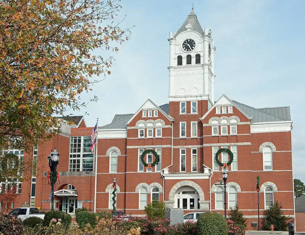 The Henry County courthouse on the square in McDonough, Georgia